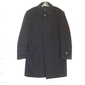 Jos A. Bank Mens 42R Black Coat Mid Length Wool & Cashmere Blend